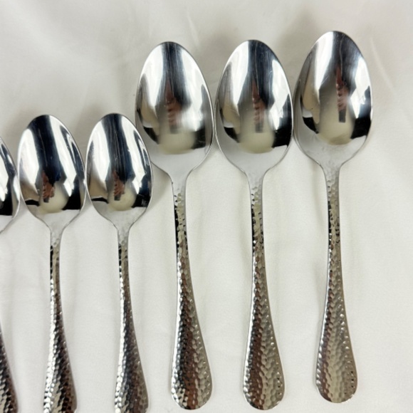 16 pc Godinger Hammered Classic Stainless Steel Flatware Forks Spoons Knives - Picture 9 of 12